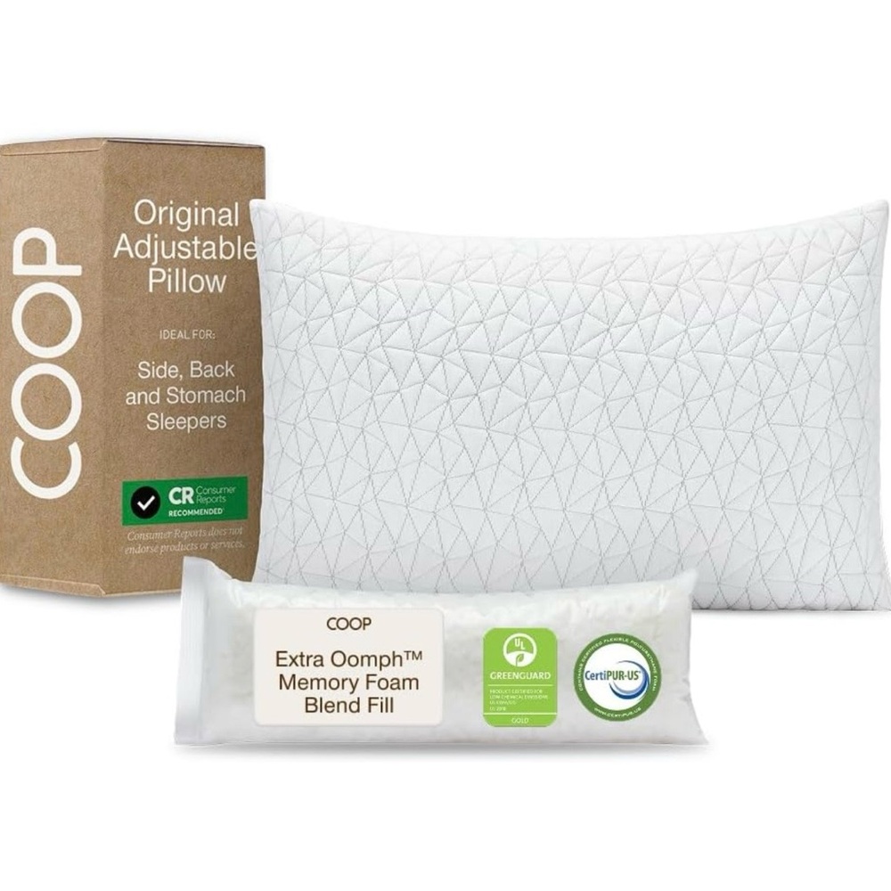 New/Sealed COOP Queen Adjustable Memory Pillow - Back, Side, Stomach sleepers